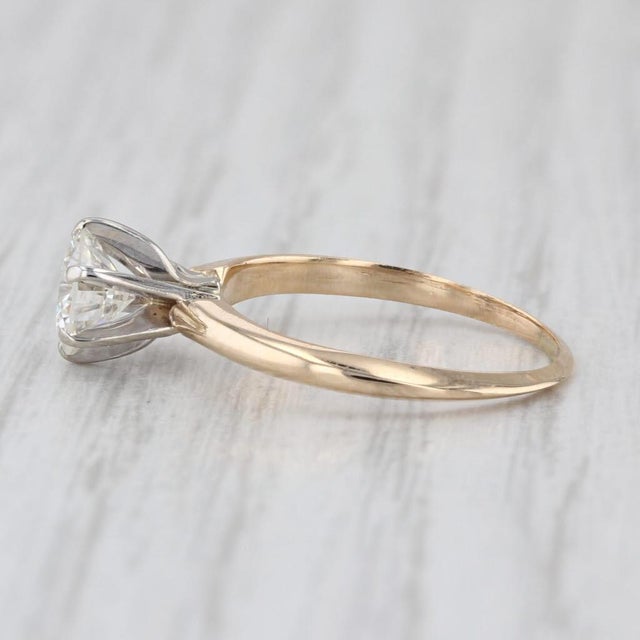 2010s 0.74ct Round Diamond Solitaire Engagement Ring 14k White Yellow Gold Size 4.75 For Sale - Image 5 of 8