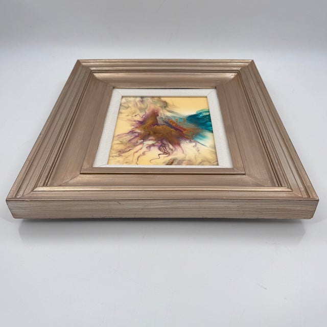 Original Abstract Fluid Art Painting Signed Framed Contemporary Art For Sale - Image 4 of 12