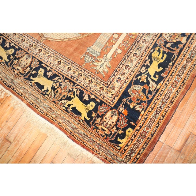 Late 20th Century Late 20th Century Hadji Jalili Tabriz Animal Pictorial Prayer Rug For Sale - Image 5 of 18