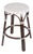 Tobias 24 in. Seat Height Round Rattan Backless Counter Stool, White/Brown Dot / Dark Brown Rattan Frame For Sale