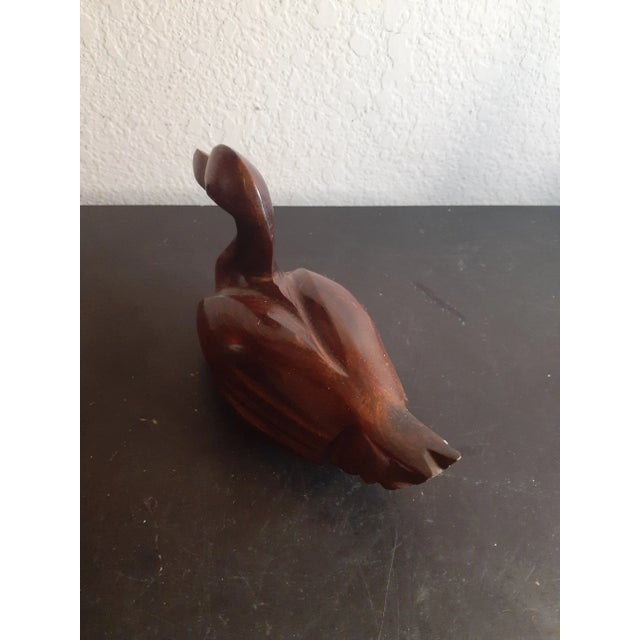Cabin 1970s Carved Ironwood Duck Figurine For Sale - Image 3 of 6