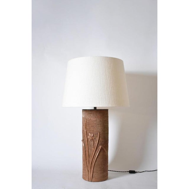 Vintage Cylinder Ceramic and Stoneware Lamp, 1950s For Sale - Image 6 of 6