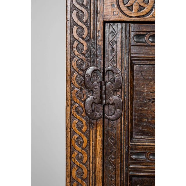 Charles II Oak Court Cupboard, 1684, Set of 3 For Sale - Image 10 of 18
