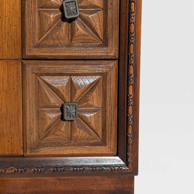 1970s Brutalist Lowboy Dresser With Sculptural Geometric Facade For Sale - Image 16 of 18