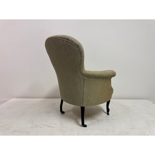 Textile Antique Lounge Chair in Neutral Fabric, 1890s For Sale - Image 7 of 11