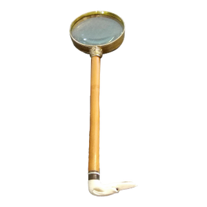 Fine Bespoke Antique Victorian Era Ivory Greyhound Dog Carving Handheld Magnifying Glass