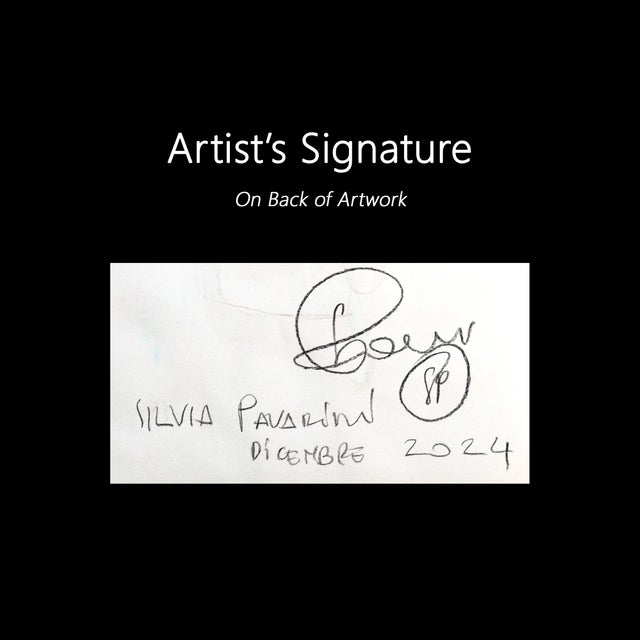 Paper Blue Flowers and Colored Threads - Whimsical Fantasy Figurative Art on Paper Original Artwork by Silvia Pavarini For Sale - Image 7 of 7