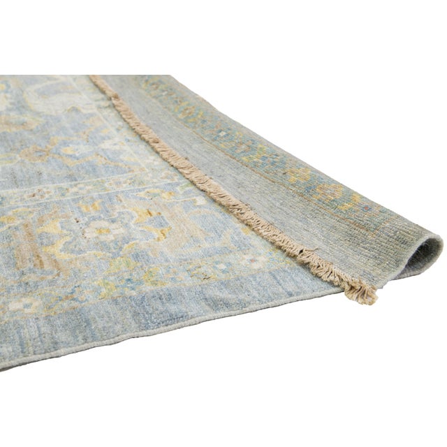 Apadana's Modern Designed Sultanabad Room Size Wool Rug Handmade in Blue For Sale - Image 4 of 10