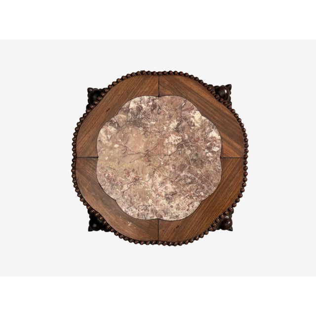 Wood Chinese Export, Low Occasional Tables, Hardwood, Marble, China, 19th C. For Sale - Image 7 of 11
