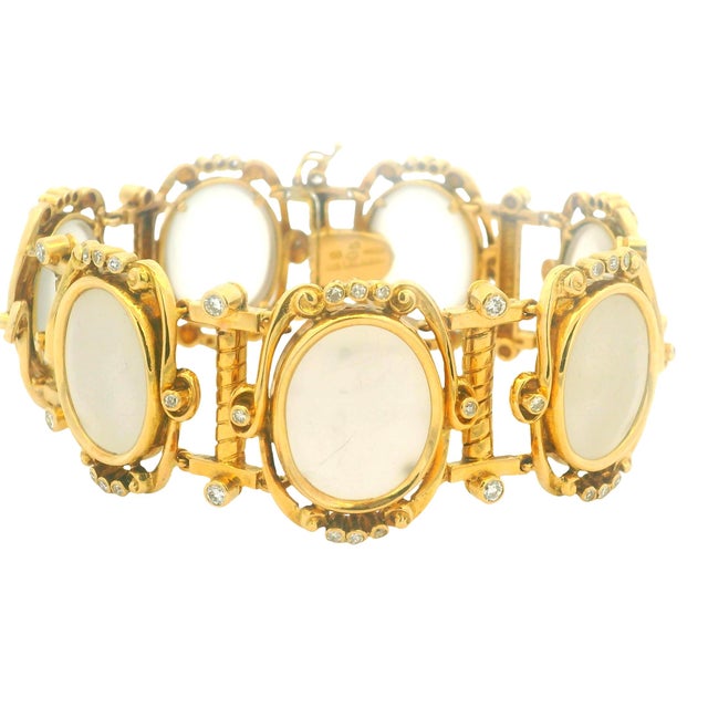 Vintage Lalaounis Frosted Rock Crystal and Diamond Bracelet in 18k Gold, Greece For Sale In Miami - Image 6 of 13
