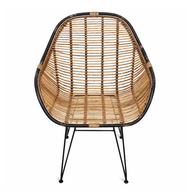 Contemporary Modern Black & Natural Rattan Dining Chair For Sale - Image 3 of 8