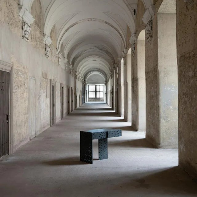 Medium eternal graphite w(hole) console desk by majbele dimensions: d 60 x w 120 x h 76 cm. Materials: mdf 20 mm. The...