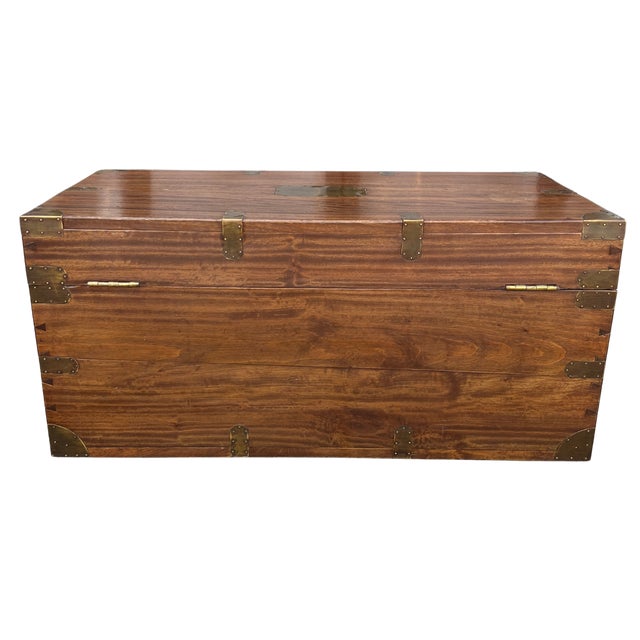 Early 1900s English Camphor Wood Campaign Trunk For Sale - Image 9 of 13