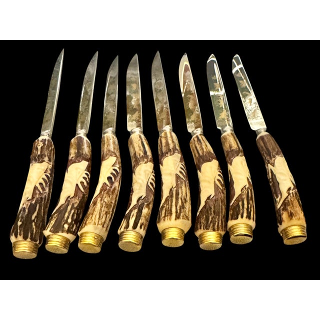Vintage Anton Wingen Jr. Solingen “Othello” Stag Antler Knife & Fork Set Service for Eight - 16 pcs For Sale - Image 16 of 18