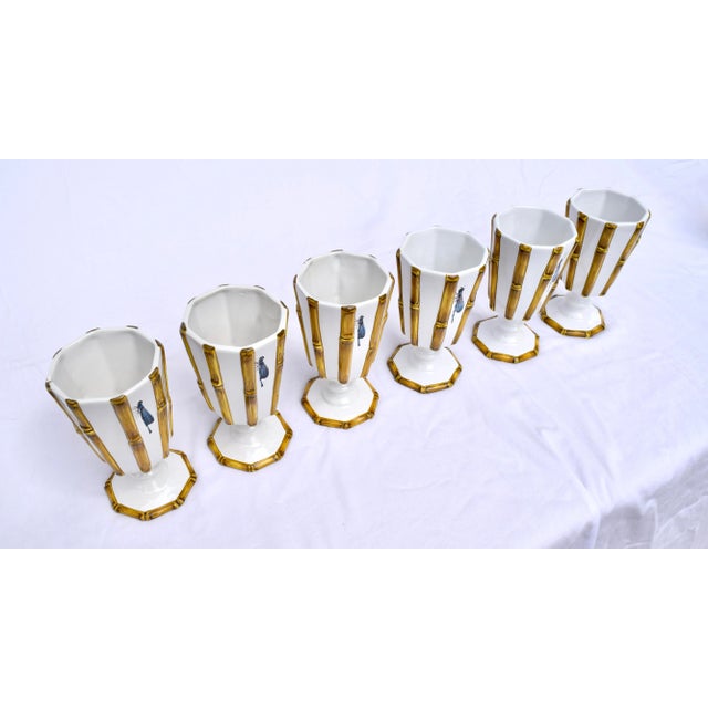 Majolica Bamboo With Dragonflies Beverage Goblets S/11 For Sale - Image 12 of 13