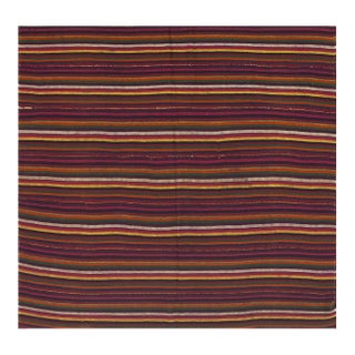 Multicolor Field Striped Vintage Mid-Century Turkish Kilim Rug For Sale