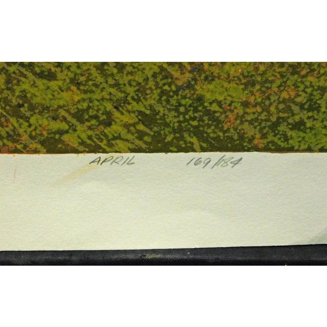 Tom Bartek "April" Vintage Hand Signed Serigraph Artwork Print Unframed, 1973 For Sale - Image 4 of 6