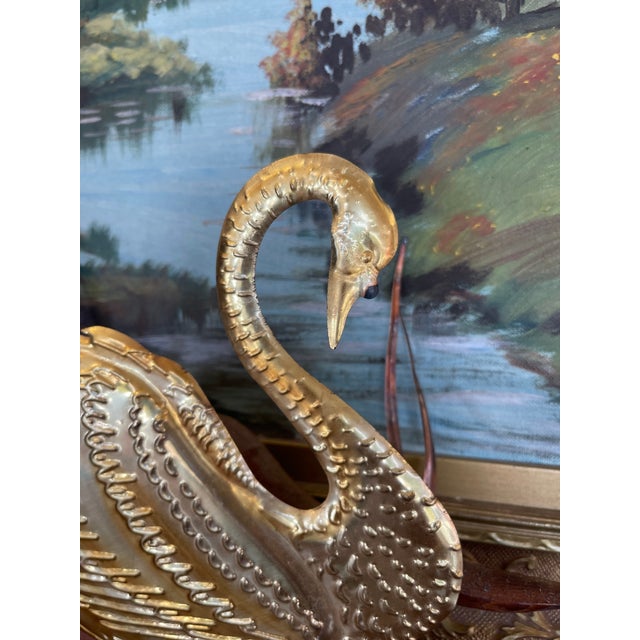 Mid-Century Modern Vintage Swan Wall Sculpture With Wood Backing, Mid-Century Modern Style For Sale - Image 3 of 10