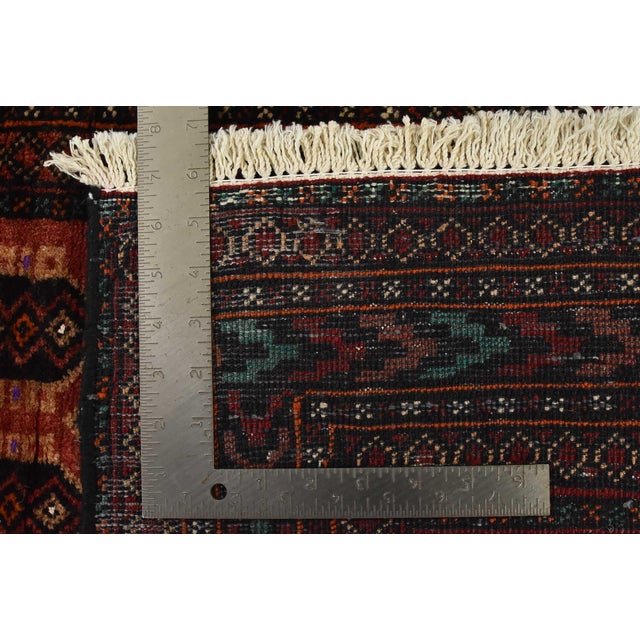 Baloch Rug 3’6” X 6’10” Red Wool Vintage Tribal Hand-Knotted Oriental Carpet For Sale - Image 12 of 12