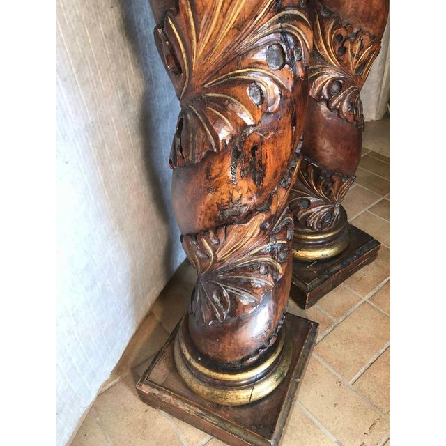 Antique Baroque Carved and Gilt Solomonic Columns, 1760s, Set of 2 For Sale - Image 6 of 7