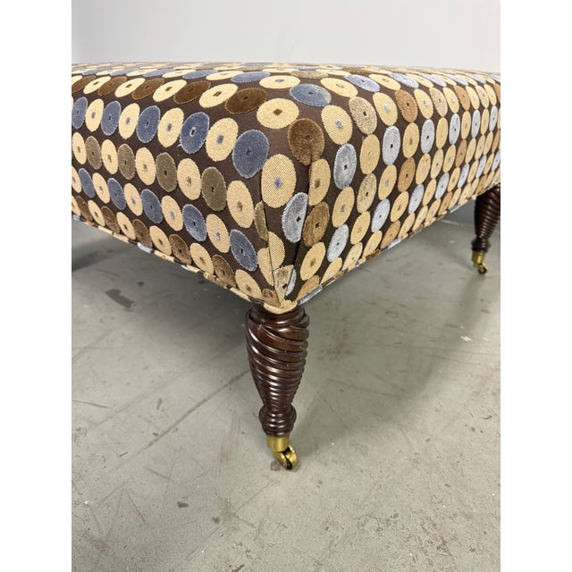 Edward Ferrell Ltd. Multicolor Ottoman Carved Wood Legs on Casters For Sale In New York - Image 6 of 7