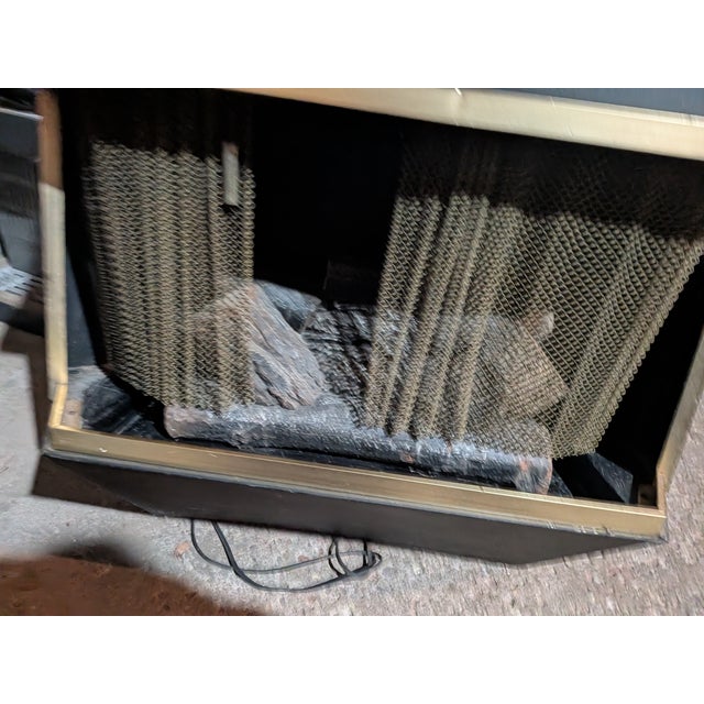 Metal Mid 20th Century Fireplace With Logs and Flame For Sale - Image 7 of 10
