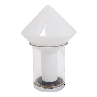 Table Lamp in White Glass and Chrome from Peill & Putzler, 1970s For Sale