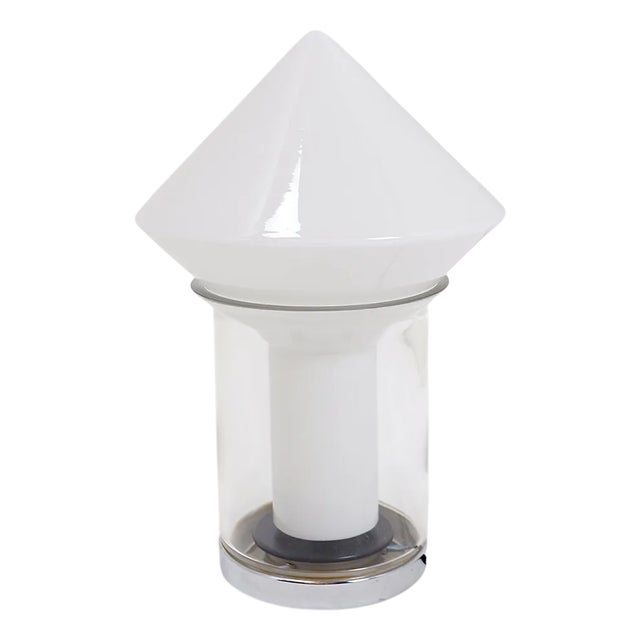 Table Lamp in White Glass and Chrome from Peill & Putzler, 1970s For Sale