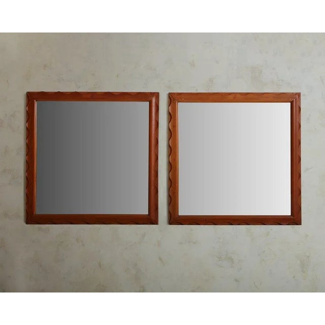Wood Frame Squiggle Mirror, Italy 1970s For Sale - Image 13 of 13