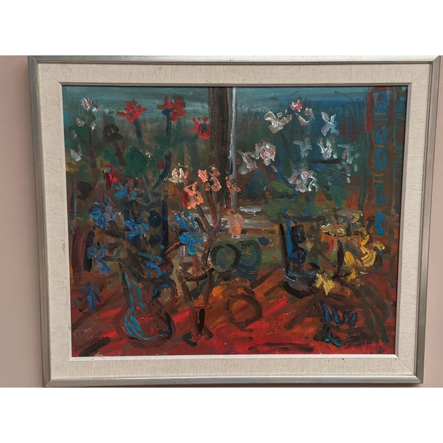 Eric With, Still Life with Flowers, 1960s, Oil Painting on Canvas, Framed For Sale - Image 11 of 18