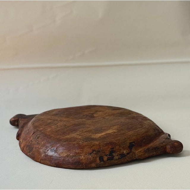 Late 19th Century Antique Hand-Carved Wooden Dough Bowl With Handles For Sale - Image 5 of 7