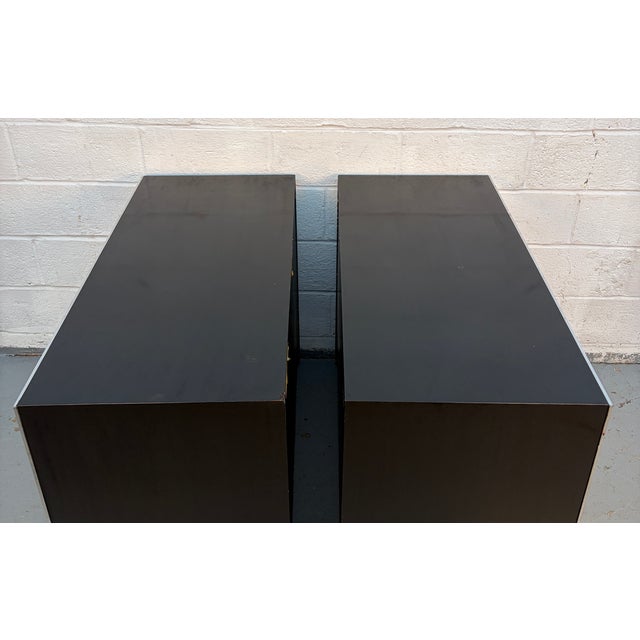 Wood Pair of Mid 20th Century Rosewood and Chrome Three Drawer Dressers For Sale - Image 7 of 14