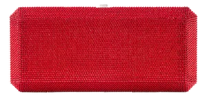 Judith Leiber Couture Slim Rectangle Red Evening Bag Clutch Crystal Minaudiere