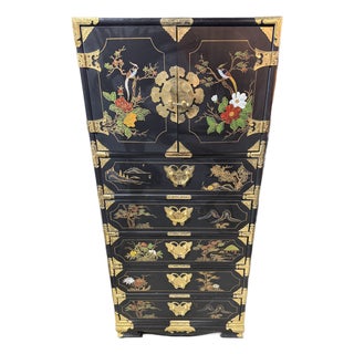 Floral Painted Chinoiserie Cabinet For Sale