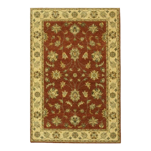 Standard Size Coral Hand-Knotted Wool Blooming Tendrils Traditional Carpet Rug For Sale