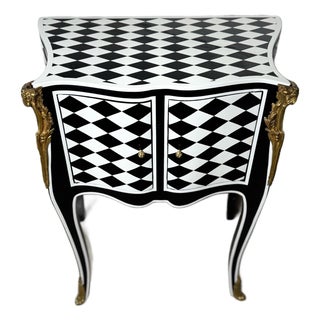 1960s Unique Louis XV Courtly Checkered Side Table For Sale