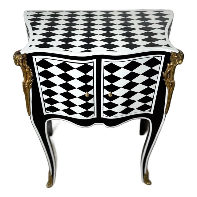 Unique Louis XV Courtly Checkered Side Table For Sale