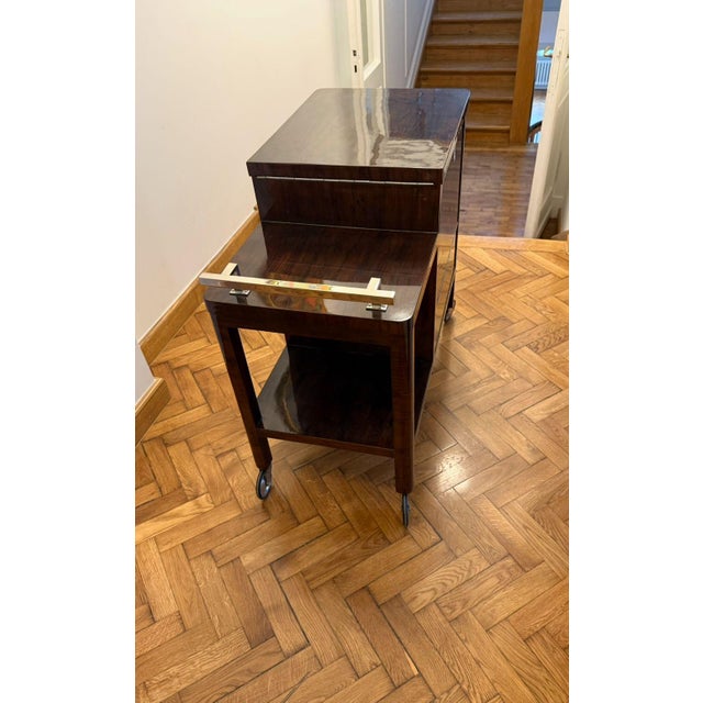 Sunning Art Deco Polish Trolley Bar Cracow , Poland 1930’s of XX ct Fully Restored with Shellac coating Walnut Wood veneer...