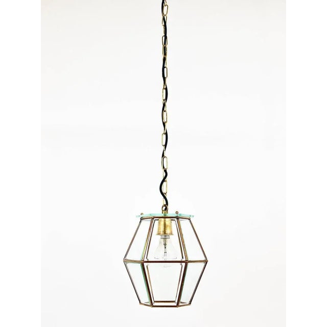 Gold Art Nouveau Pendant Lamp Lantern in the style of Adolf Loos, 1900s For Sale - Image 8 of 11