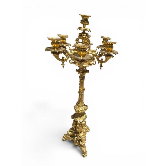 Monumental Gilt Bronze Candelabras, 19th Century, Set of 2 For Sale - Image 6 of 13