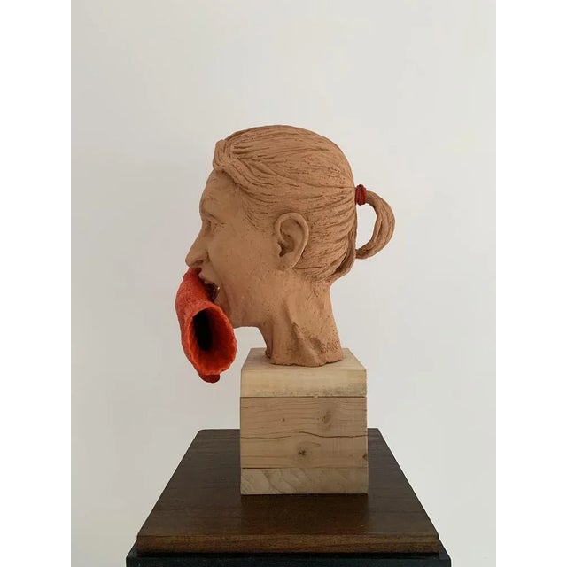 Santo Allego, L'urlo (Femminicidio), Partially Painted Terracotta, 2014 For Sale - Image 3 of 9