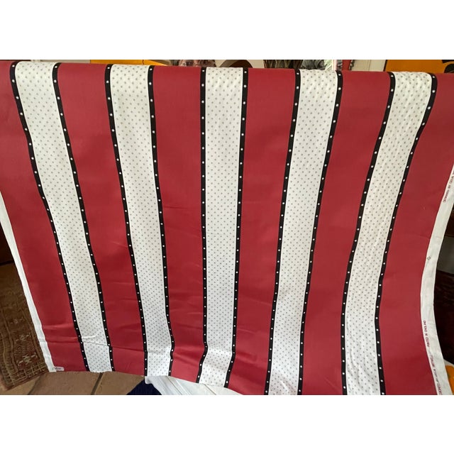 Vintage Celia Birtwell Upholstery Weight Cotton Fabric Stars and Stripes in Red, White, Black