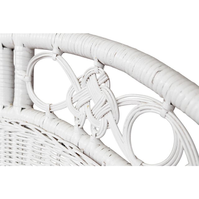 Late 20th Century White Twin Bamboo and Rattan Headboards, a Pair For Sale - Image 5 of 7