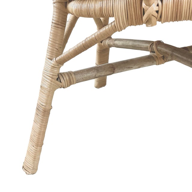 Vintage High-Back Woven Wicker & Rattan Armchair For Sale - Image 11 of 18