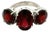 Classic 925 Silver Three Stone Prong Set Statement Ring With Red Garnet - Size 8.5 For Sale