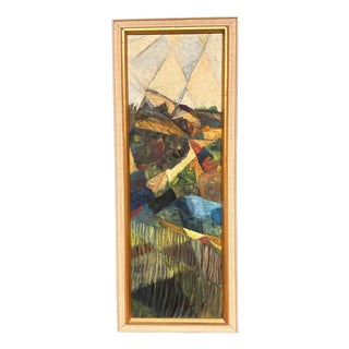 Kjell Lindberg, Cubist Landscape, 1950s, Oil on Canvas, Framed For Sale