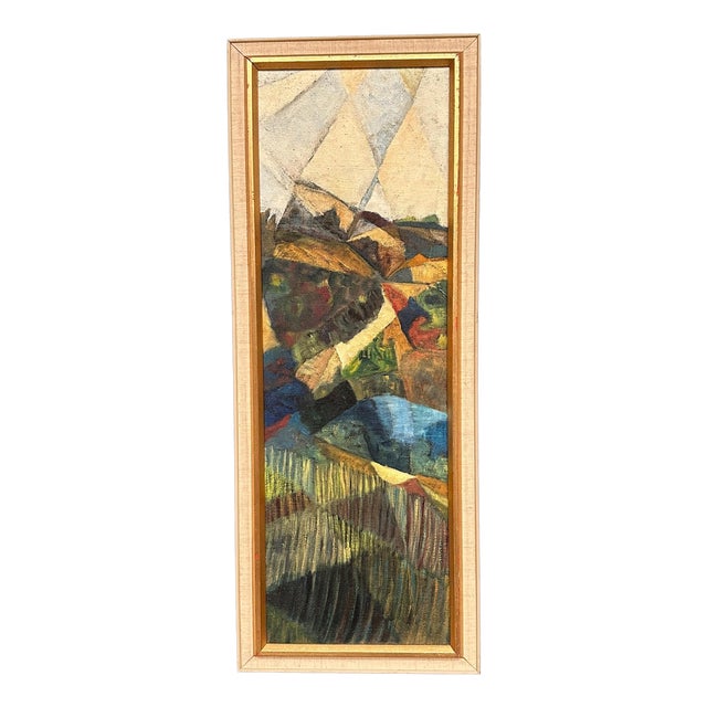 Kjell Lindberg, Cubist Landscape, 1950s, Oil on Canvas, Framed For Sale