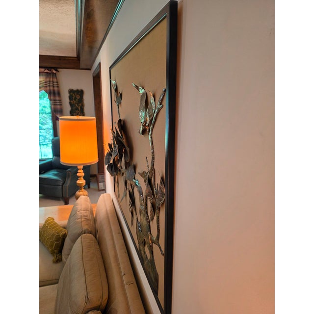 Mid 20th Century Brutalist Floral Brass Wall Sculpture For Sale - Image 14 of 16