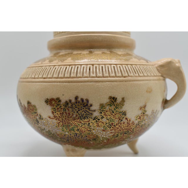 Japanese Satsuma Tripod Flower Censer Meiji Period For Sale - Image 11 of 14