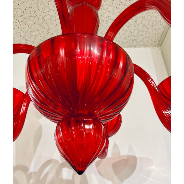 Modern 1990s Myran Allan Luxury Lighting Modern Red Murano Glass Chandelier For Sale - Image 3 of 6